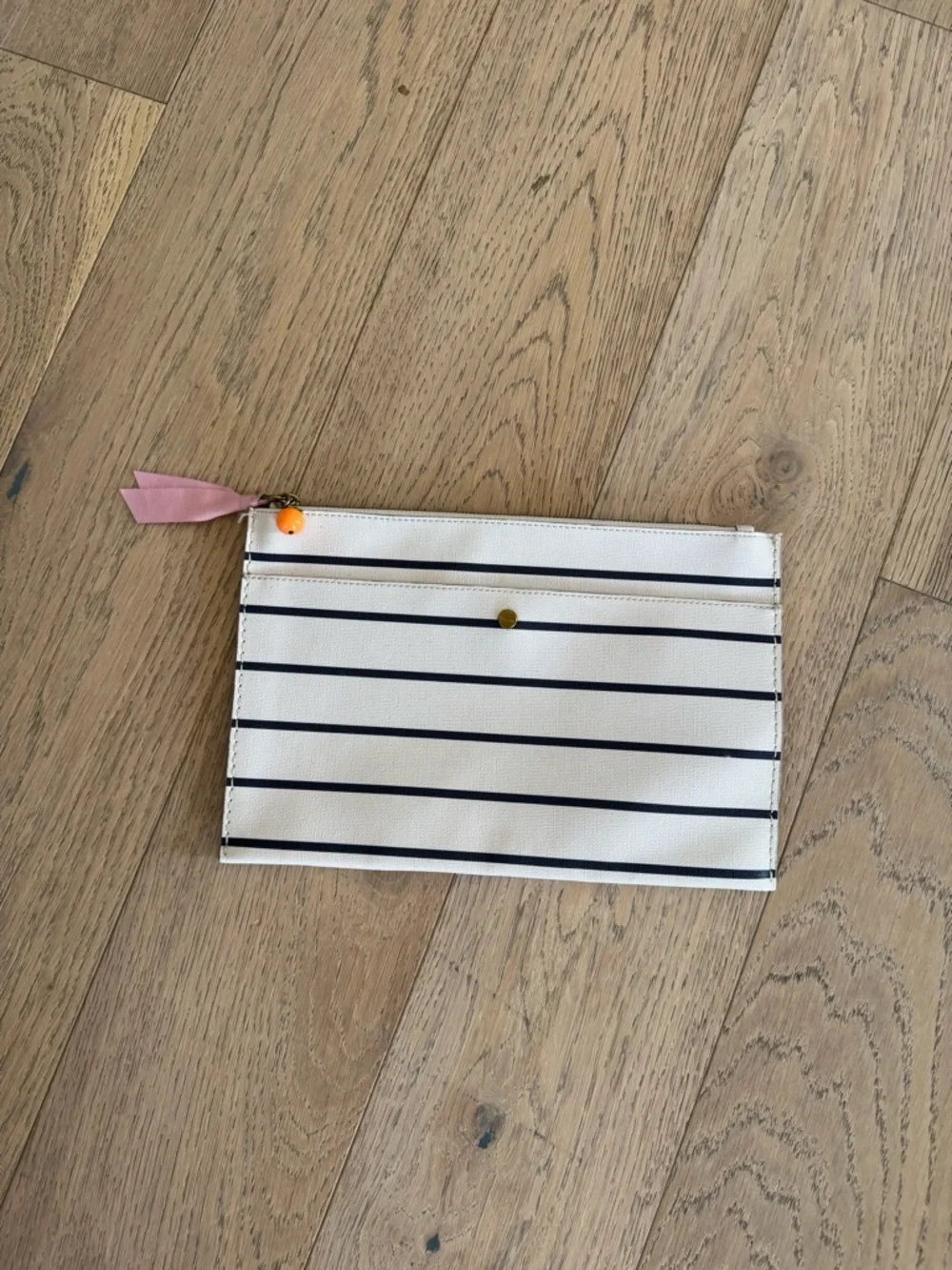 J. Crew Stripe Pouch White Blue